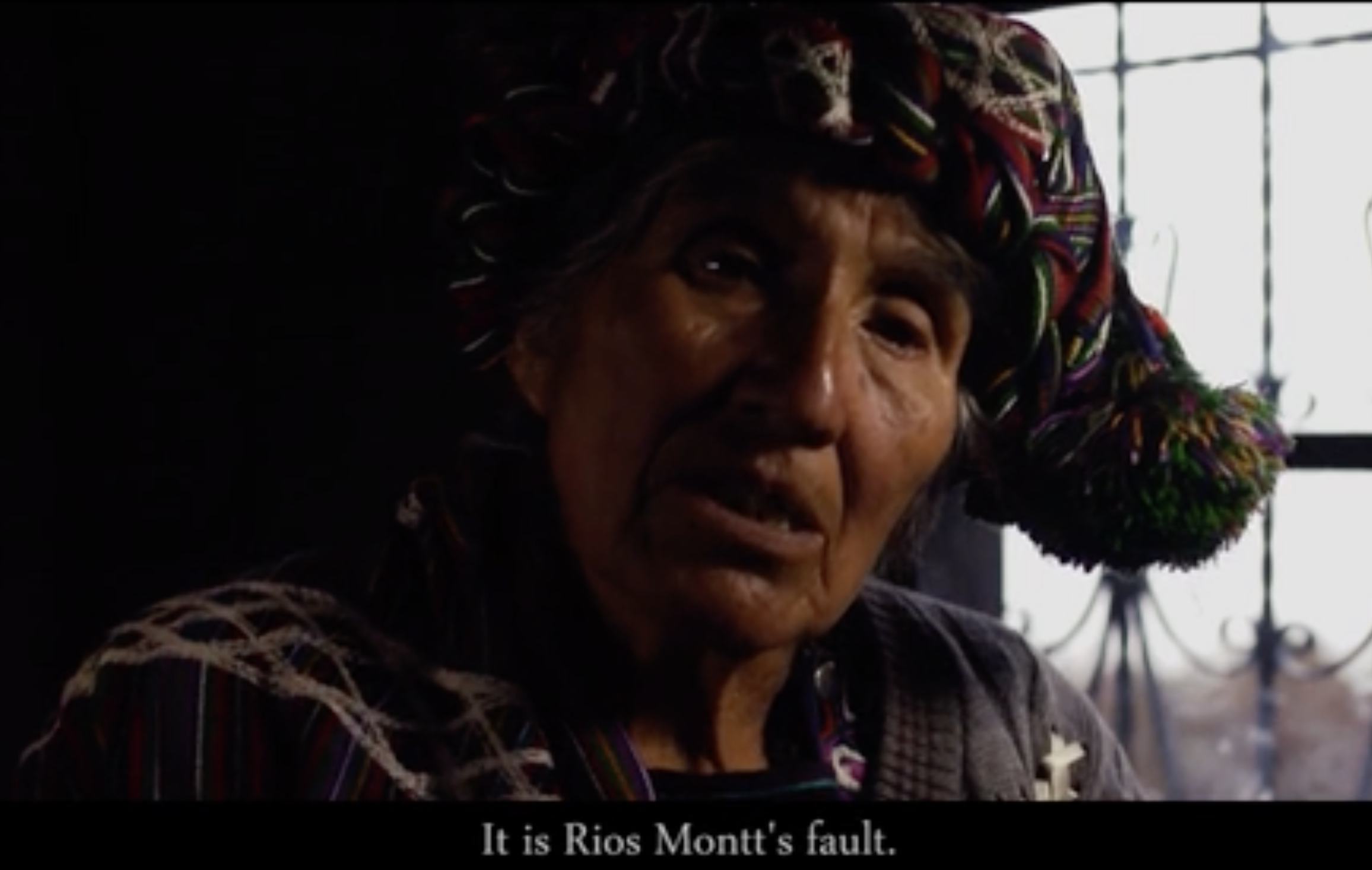 A Maya survivor during the documentary explains how the violence was Ríos Montt's fault.